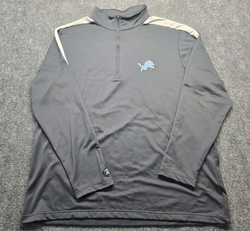 Detroit Lions NFL Licensed Antigua Black 1/4 Zip Pullover Light Weight Men's XL